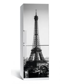 Наклейка на холодильник черно-белая Эйфелева башня 01 650х2000 мм