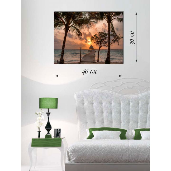 Картина на холсте 30х40 Закат на Ибице