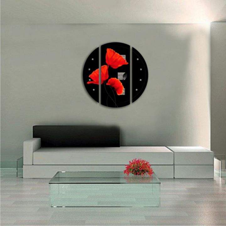 Модульная картина Круглая модульная картина "Красные маки"