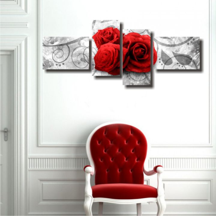 Модульна картина Червоні троянди та вензелі