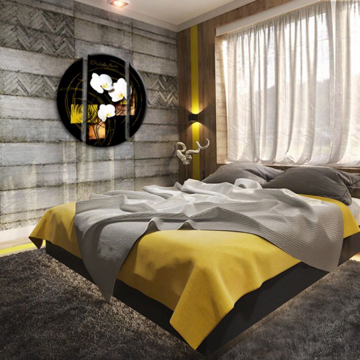 Модульная картина Белые орхидеи на черном фоне