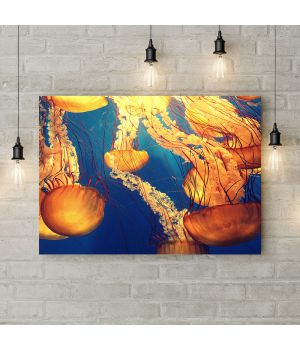 Картина на холсте Светящиеся медузы, 50х35 см