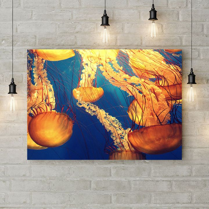 Картина на холсте Светящиеся медузы, 50х35 см