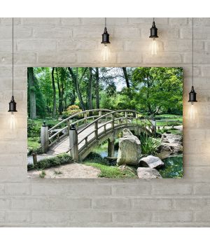 Картина на холсте Мост в зеленом парке, 50х35 см