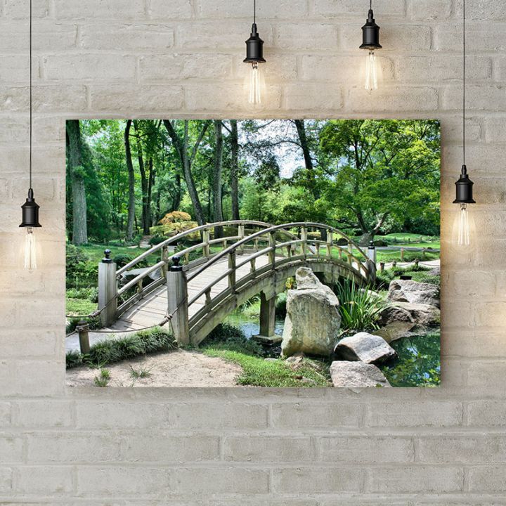 Картина на холсте Мост в зеленом парке, 50х35 см