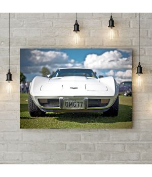 Картина на холсте Old white corvette, 50х35 см