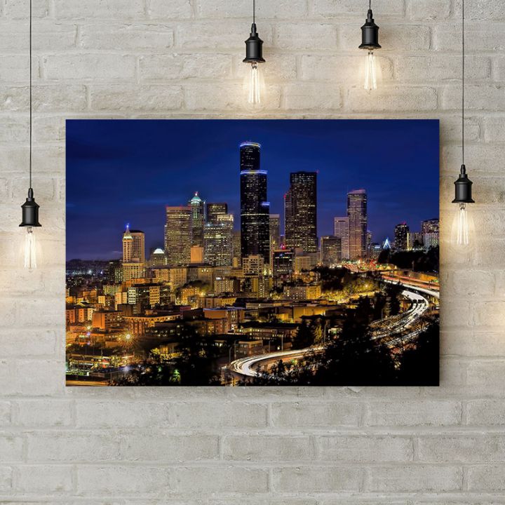 Картина на холсте Огни ночного города, 50х35 см