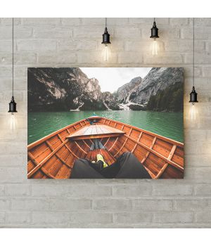 Картина на холсте Лодка в горах, 50х35 см