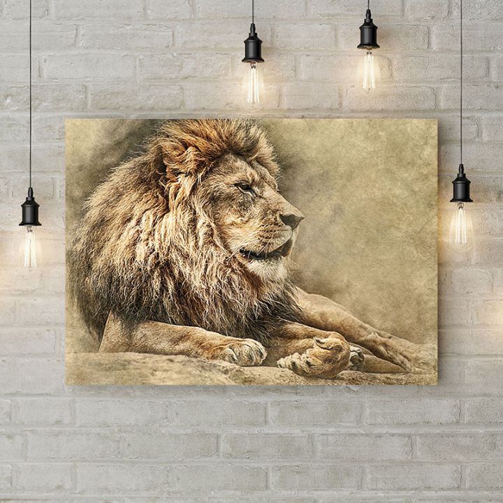 Картина на холсте Мудрый лев, 50х35 см