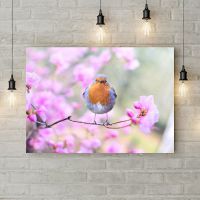 Картина на холсте Птичка на ветке, 50х35 см