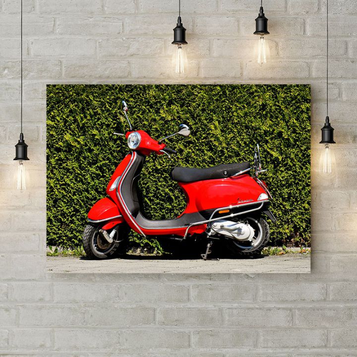 Картина на холсте Красный мотороллер, 50х35 см