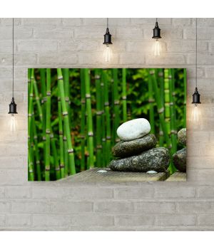 Картина на холсте Бамбук и камни, 50х35 см