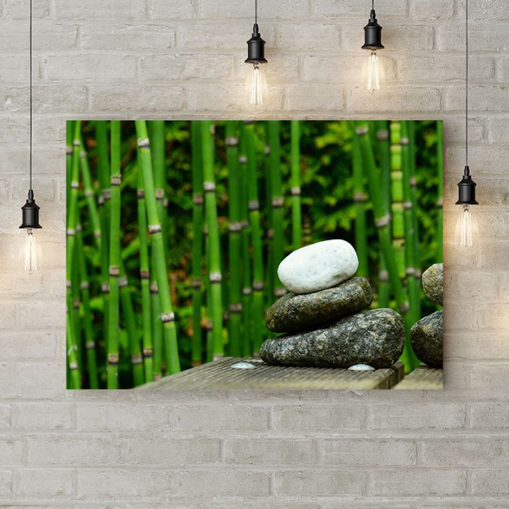 Картина на холсте Бамбук и камни, 50х35 см