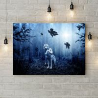 Картина на холсте Белые волки, 50х35 см