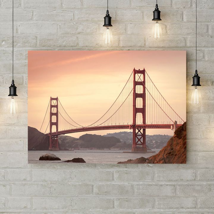 Картина на холсте Вид на мост через реку, 50х35 см