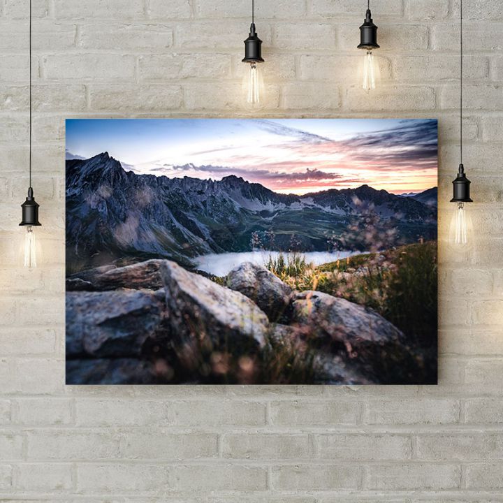Картина на холсте Вид на озеро в горах, 50х35 см