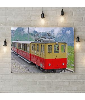 Картина на холсте Трамвай среди гор, 50х35 см