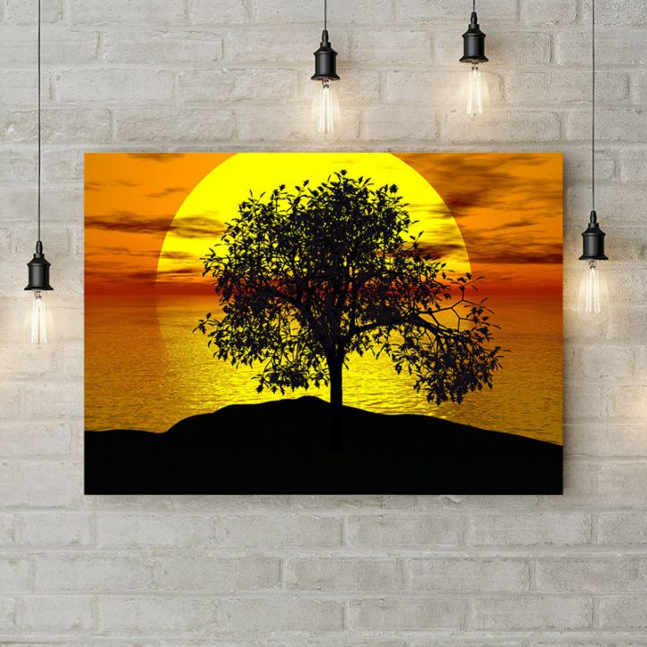 Картина на холсте Одинокое дерево на закате, 50х35 см
