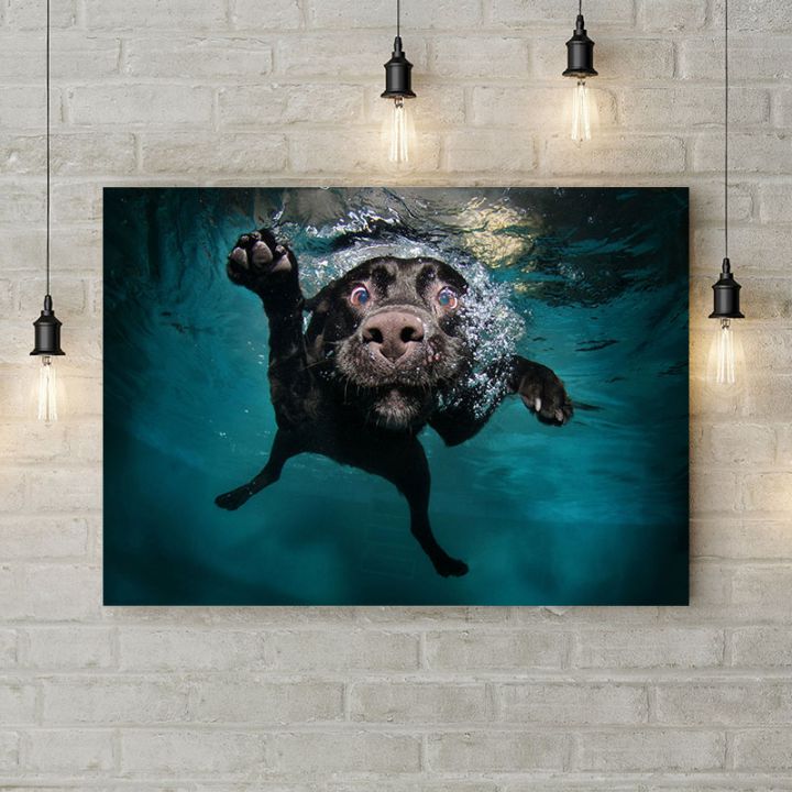 Картина на холсте Собака-подводник, 50х35 см