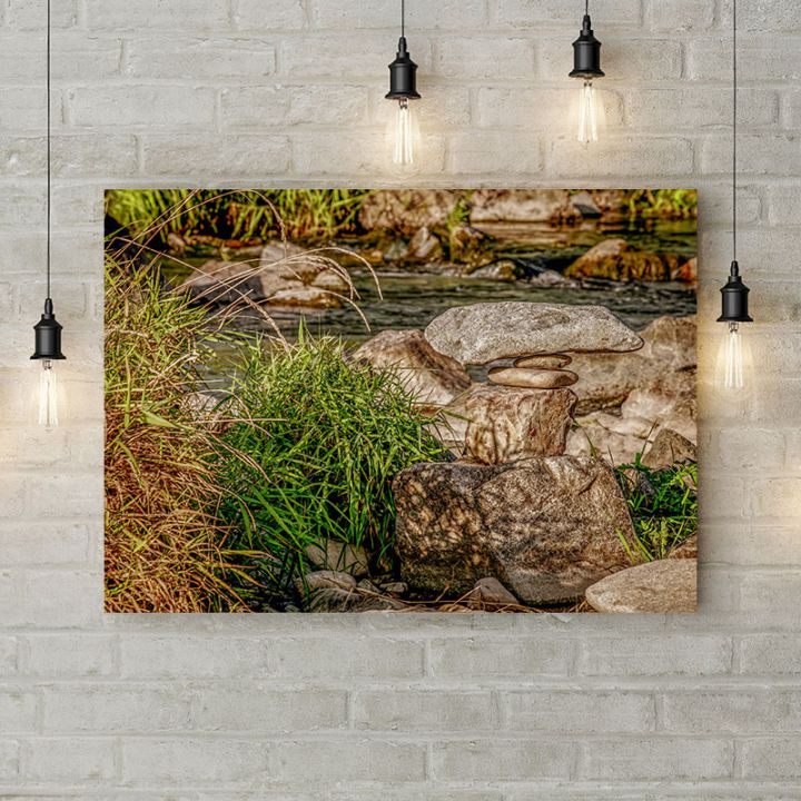 Картина на холсте Берег горной реки, 50х35 см