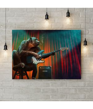 Картина на холсте Обезьяна-гитарист, 50х35 см