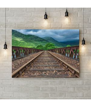 Картина на холсте Железная дорога в горы, 50х35 см