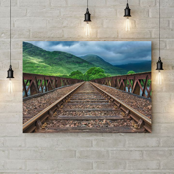 Картина на холсте Железная дорога в горы, 50х35 см
