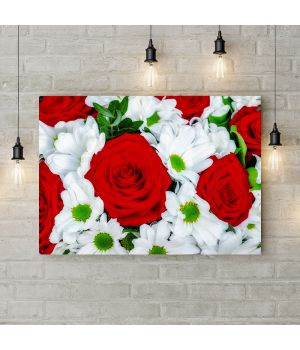 Картина на холсте Розы с хризантемой, 50х35 см