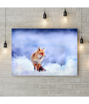 Картина на холсте Лиса в снегу, 50х35 см