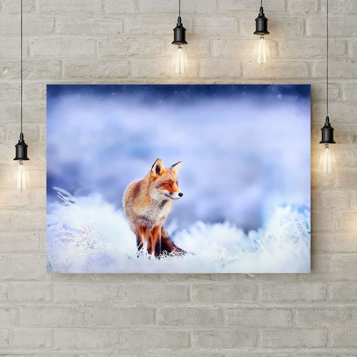 Картина на холсте Лиса в снегу, 50х35 см