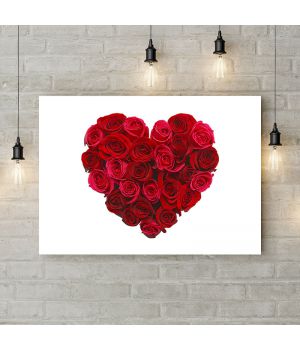 Картина на холсте Сердце из красных роз, 50х35 см
