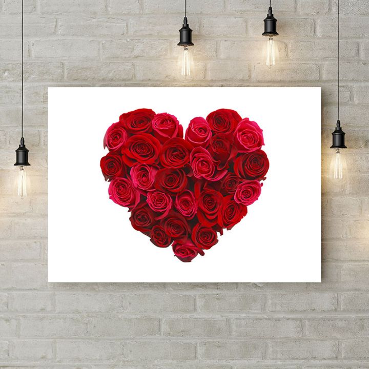 Картина на холсте Сердце из красных роз, 50х35 см