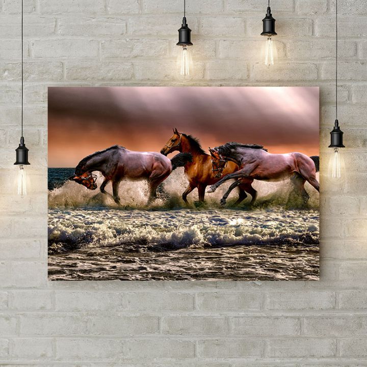 Картина на холсте Трио лошадей, 50х35 см