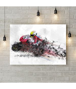 Картина на холсте Гонки на мотоцикле, 50х35 см