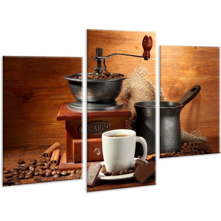Красива кімнатна модульна картина на полотні Coffee AMD 055, 96х70 см