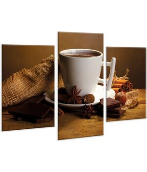 Красивая комнатная модульная картина на холсте Coffee AMD 101, 96х70 см