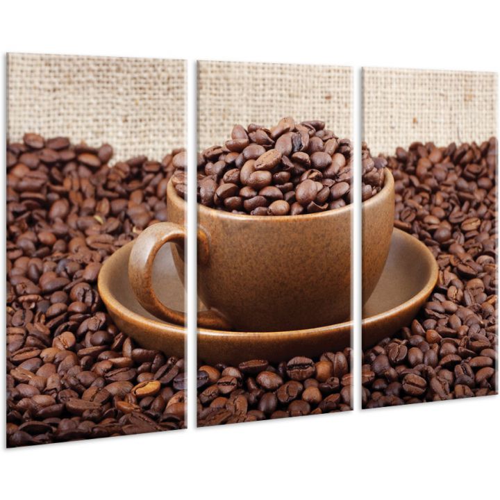 Красивая комнатная модульная картина на холсте Coffee AMD 099, 96х70 см