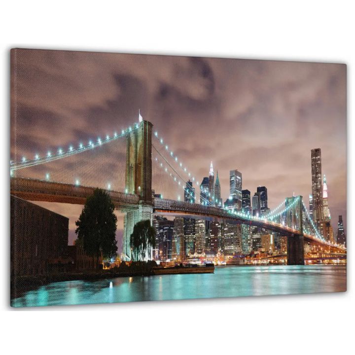 60x100 cм, Бруклинский мост Интерьерная картина на холсте на стену