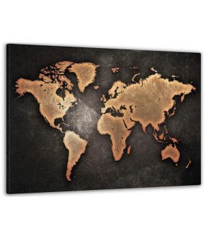 60x100 cм, Карта мира коричневая Интерьерная картина на холсте на стену