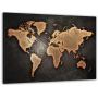 60x100 cм, Карта мира коричневая Интерьерная картина на холсте на стену