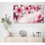 60x100 cм, Розовые цветы Интерьерная картина на холсте на стену