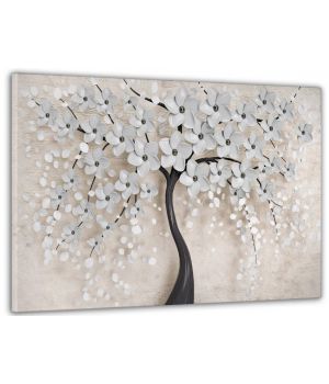 60x100 cм, Дерево с цветами Интерьерная картина на холсте на стену