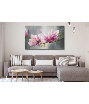 60x100 cм, Розовые цветочки Интерьерная картина на холсте на стену