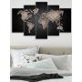 80х125 см, Карта мира черная Модульная картина из нескольких частей на холсте