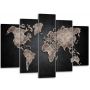 80х125 см, Карта мира черная Модульная картина из нескольких частей на холсте