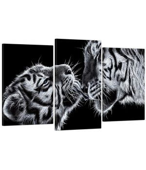 53х100 см, Тигры Модульная картина из нескольких частей на холсте