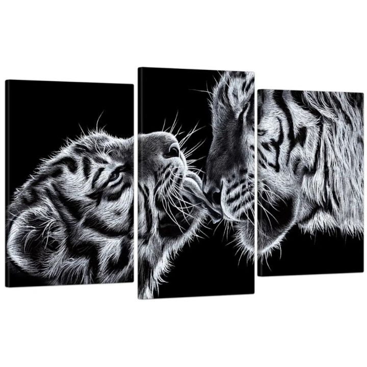 53х100 см, Тигры Модульная картина из нескольких частей на холсте