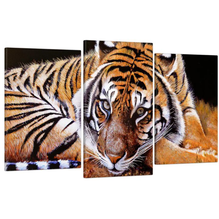 53х100 см, Тигр Модульная картина из нескольких частей на холсте