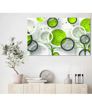 60x100 cм, Зеленая абстракция Интерьерная картина на холсте на стену