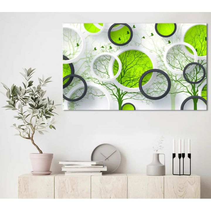 60x100 cм, Зеленая абстракция Интерьерная картина на холсте на стену